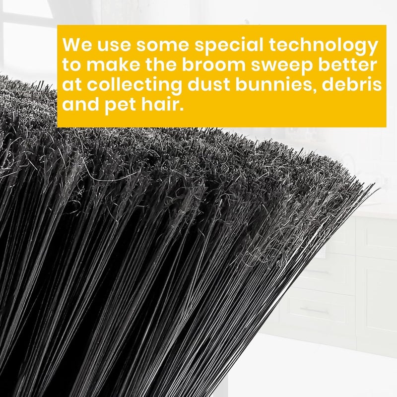 TrueYee Yellow Indoor Broom 54" Long Handle House Brooms for Floor Cleaning Sweeping Broom for Kitchen, Garage, Lobby, Patio and Garden - Image 2